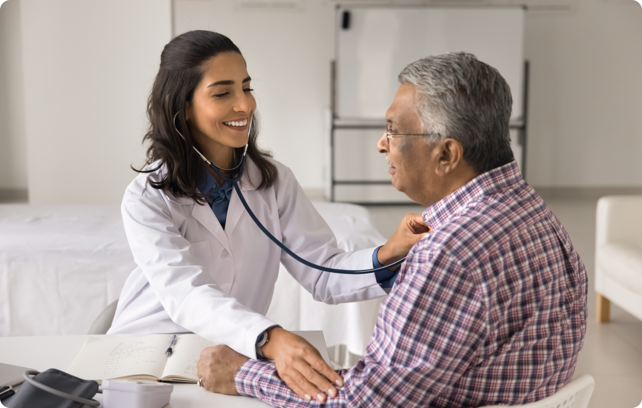 Healthcare professional with patient